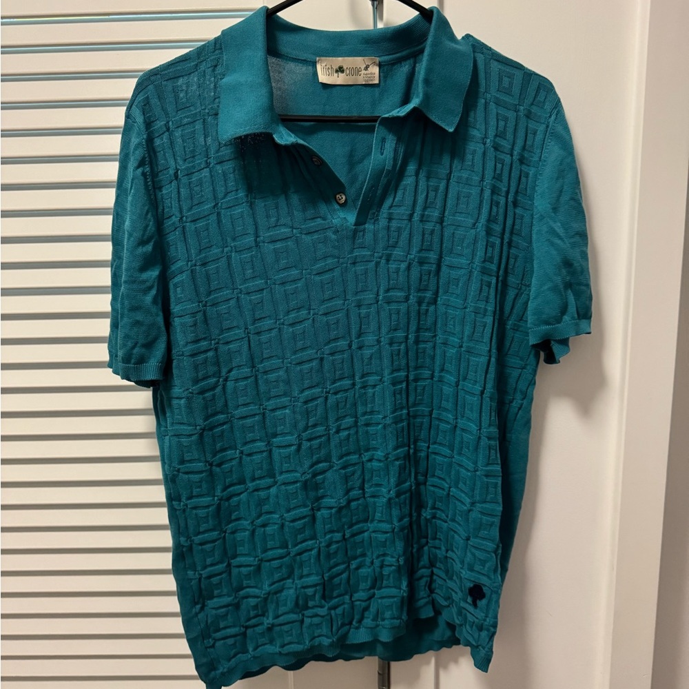 Irish Crone Celtic Patterned Teal Polo Shirt